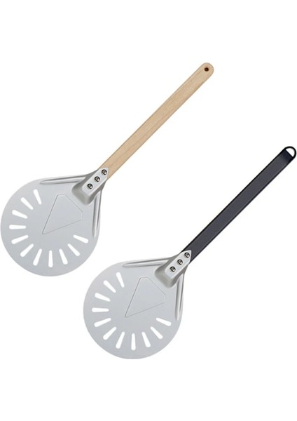 8 Inç 58CM Tarzı Pizza Torna Küçük Pizza Kabuğu Kürek Kısa Yuvarlak Pizza Aleti Kaymaz Ahşap Saplı Delikli Pizza Küreği Alüminyum (Yurt Dışından) fırsatları