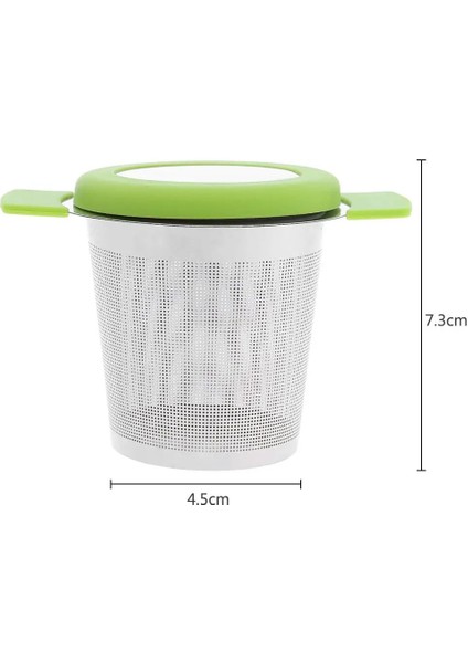 Yeşil Stil Çay Demlik Sepeti Ince Örgü Çay Süzgeci Paslanmaz Çelik Kulplu Yeniden Kullanılabilir Kapaklı Gevşek Çay Yaprağı Için Çay ve Kahve Filtreleri (Yurt Dışından)