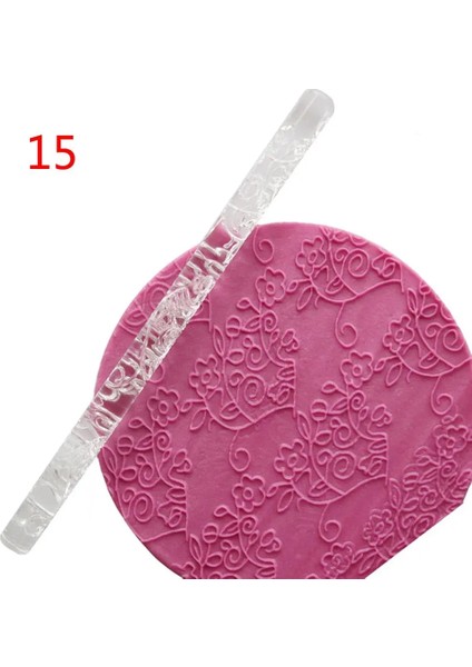 No.15 Tarzı 15 Tipi Akrilik Oklava Tasarlanmış Fondan Kek Izlenim Haddeleme Astry Rulo Kabartma Pişirme Araçları Mutfak Aksesuarları (Yurt Dışından)