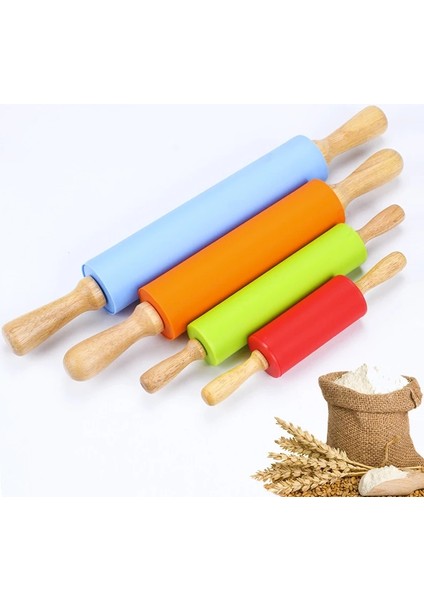 Yeşil Stil L Beden 3 Boyutları Silikon Oklava Ahşap Saplı Pasta Hamur Unu Rulo Mutfak Pişirme Pişirme Aracı Yapışmaz Ev Oklava (Yurt Dışından)
