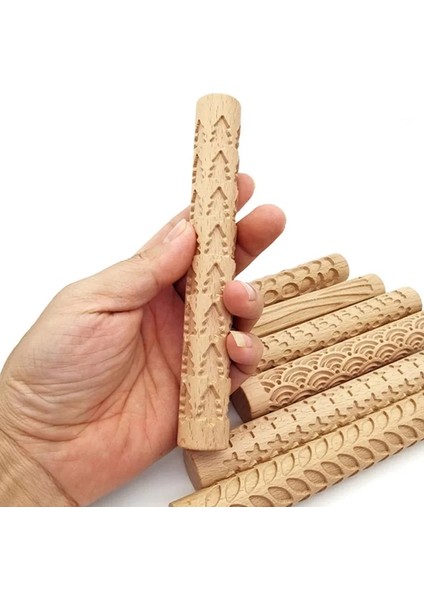 No.4 Tarzı 1 Adet Ahşap Doku Haddeleme Eramic Çömlek Sanatı Kabartmalı Çubuk Çiçek Desen Çamur Rulo Rulo Kabartmalar Kil Araçları Taş Dıy Pişirme (Yurt Dışından) modelleri