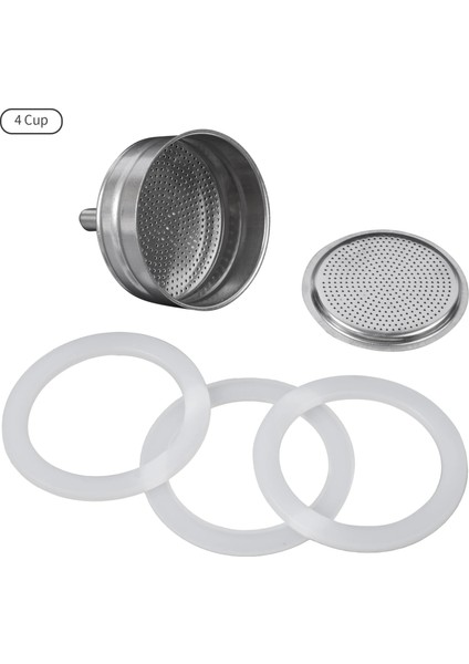 4 Kupa Stili Moka Express Değiştirme Huni Kitleri, Espresso Kahve Conta Contaları, Paslanmaz Çelik Huni Filtre Plakası Huni, Fincan (Yurt Dışından)