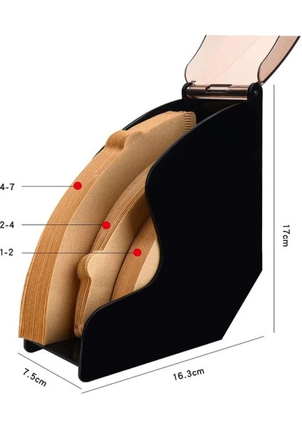 Siyah Stil Akrilik Kapaklı Büyük Kahve Filtre Kağıdı Tutacağı - Kahve Filtreleri Dispenser Raf Raf Depolama, Barista Kahve Aletleri (Yurt Dışından) fırsatları