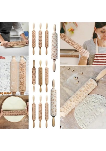 35CM Tarzı Sıcak Noel Oklava Lazer Ahşap Noel Kabartma Oklava Hamur Çubuğu Pişirme Pasta Aracı Noel Dıy Aracı 2020 (Yurt Dışından) fırsatları