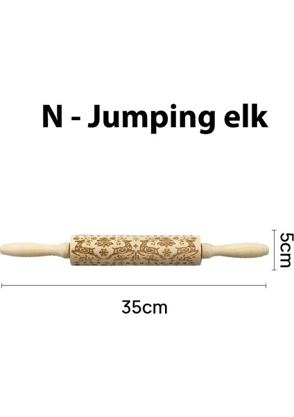 N- Zıplayan Geyik Stili Noel Yuvarlanan Kaya Kar Tanesi Elk Ahşap Yuvarlanan Kabartma Pişirme Kurabiye Bisküvi Fondan Kek Desenli Rulo 35*5cm (Yurt Dışından)