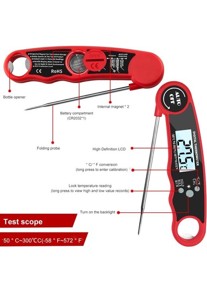 Siyah Stil Anında Okuma Et Termometresi Açık Havada Pişirme Barbekü ve Mutfak Için En Iyi Su Geçirmez Ultra Hızlı Dijital Gıda Su Süt Termometresi (Yurt Dışından) indirimleri