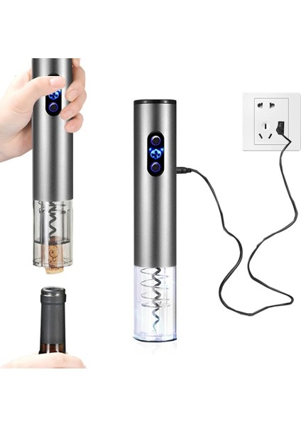 Mavi Set Stili Elektrikli Şarap Açacağı Alüminyum Alaşımlı Otomatik Şişe Tirbuşon LED Işık ile Kavanoz Açacağı Mutfak Alet Bar Aksesuarları Araçları (Yurt Dışından) fırsatları