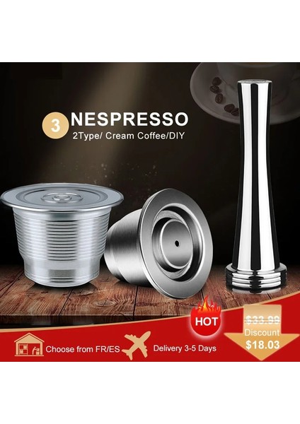 Vidalı Kapak Stili Icafilasıcafilas Paslanmaz Metal Nespresso Kapsül Için Yeniden Kullanılabilir Presli Kahve Öğütücü Paslanmaz Tamper Espresso Makinesi Sepeti (Yurt Dışından)