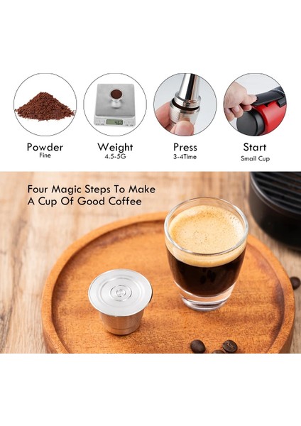 Vidalı Kapak Stili Icafilasıcafilas Paslanmaz Metal Nespresso Kapsül Için Yeniden Kullanılabilir Presli Kahve Öğütücü Paslanmaz Tamper Espresso Makinesi Sepeti (Yurt Dışından)