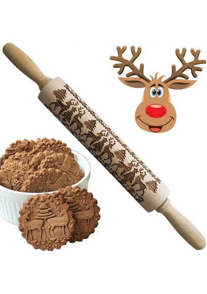 Noel Hediyesi Tarzı 35CM Yaratıcı Noel 3D Ahşap Haddeleme Kabartmalı Kurabiye Pişirme Için Noel Sembolleri ile Oyulmuş Kabartma Oklava (Yurt Dışından) fiyatları