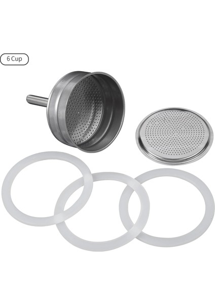 6 Kupa Stili 5 Kahve Filtre Kitleri Paslanmaz Çelik Filtre Plakası Huni Wsilikon Contalar Uyumlu W Fincan Moka Express Cezve (Yurt Dışından)