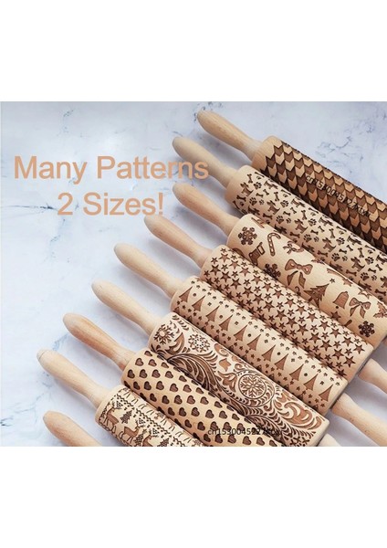 Don Tarzı 35CM Noel Kabartma Oklava Pişirme Kurabiye Erişte Bisküvi Fondan Kek Hamur Oyma Rulo Ren Geyiği Kar Tanesi (Yurt Dışından) fiyatları