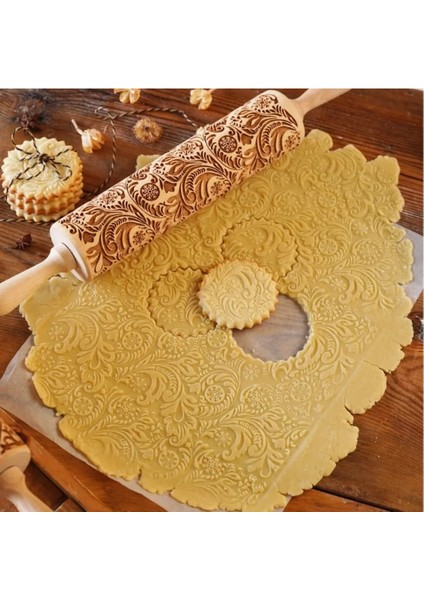 Don Tarzı 35CM Noel Kabartma Oklava Pişirme Kurabiye Erişte Bisküvi Fondan Kek Hamur Oyma Rulo Ren Geyiği Kar Tanesi (Yurt Dışından) modelleri