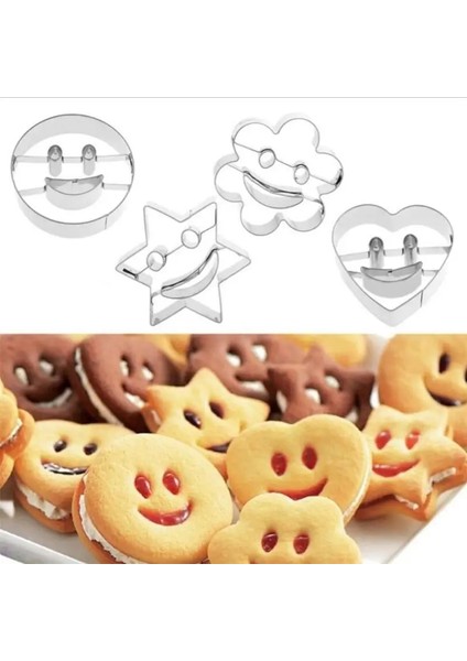 4 Adet Tarzı Miley Kurabiye Kesici Bisküvi Kalıbı Paslanmaz Çelik Fondan Kek Kalıbı Pişirme Araçları Şeker Bisküvi Kalıbı Kurabiye Aracı Pasta Aracı (Yurt Dışından)