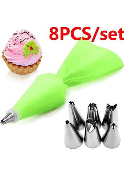 Yeşil 8 Adet Tarzı Yeniden Kullanılabilir Buzlanma G Nozullar Seti Pasta Torbası Kazıyıcı Çiçek Kremi Ipuçları Dönüştürücü Pişirme Fincan Dıy Kek Dekorasyon Araçları (Yurt Dışından)