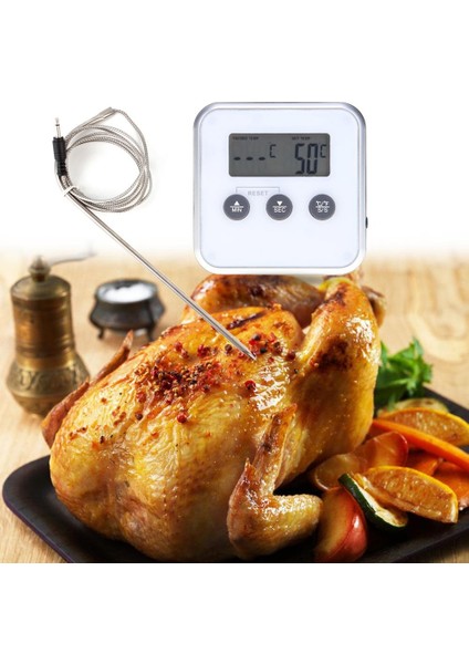 Dijital Elektronik Termometre Zamanlayıcı Gıda Et Fırını Mutfak Sıcaklık Ölçer Ölçer Uzaktan Prob Pişirme Barbekü Araçları ile (Yurt Dışından)