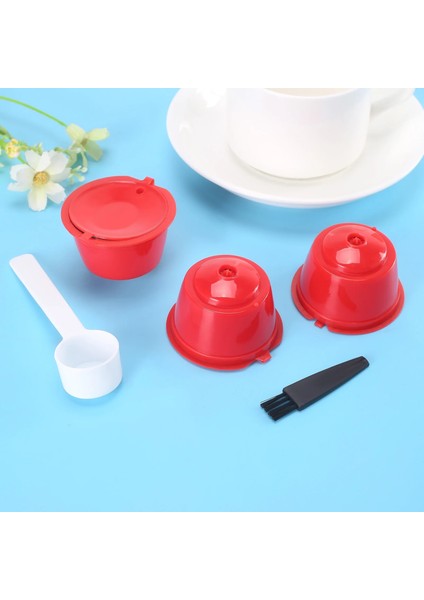 Kırmızı Stil Of Nescafe Için Kapsül Filtre Fincan Dolce Gusto Yeniden Doldurulabilir Kapaklar Kaşık Fırça Filtre Sepetleri Pod Yumuşak Tat Tatlı (Yurt Dışından)