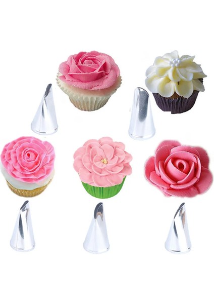 5 Adet Tarzı Gül Yaprağı Metal Krem Ipuçları Pasta Süsleme Aletleri Çelik Buzlanma G Nozullar Kek Krema Süsleme Cupcake Pasta Aleti (Yurt Dışından)