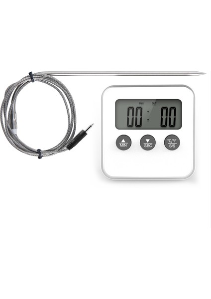 Beyaz Stil Dijital Barbekü Pişirme Fırını Termometresi Et Mutfak Gıda Sıcaklık Ölçer Paslanmaz Çelik Prob ile Izgara Zamanlayıcı Fonksiyonu Için (Yurt Dışından)