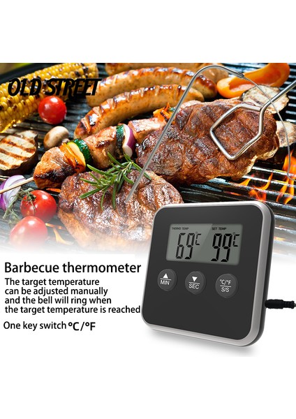 Beyaz Stil Dijital Barbekü Pişirme Fırını Termometresi Et Mutfak Gıda Sıcaklık Ölçer Paslanmaz Çelik Prob ile Izgara Zamanlayıcı Fonksiyonu Için (Yurt Dışından) fiyatları