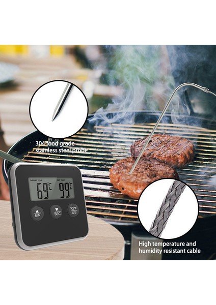 Beyaz Stil Dijital Barbekü Pişirme Fırını Termometresi Et Mutfak Gıda Sıcaklık Ölçer Paslanmaz Çelik Prob ile Izgara Zamanlayıcı Fonksiyonu Için (Yurt Dışından) fırsatları