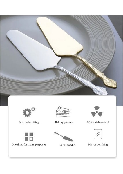 Altın Tarzı Altın Kek Kürek Spatula Pişirme Pasta Araçları Düğün Pastası Barok Parti Pastası Süsleme Kürek Restoran Gümüş (Yurt Dışından) indirimleri