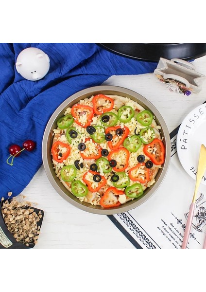 Kek Kürek Stili Mutfak Aletleri Yapışmaz Pizza Tavası Bakeware Karbon Çelik Pizza Tabağı Yuvarlak Derin Dzza Kalıp Tepsi Kalıp Mutfak Pişirme Araçları (Yurt Dışından) fırsatları