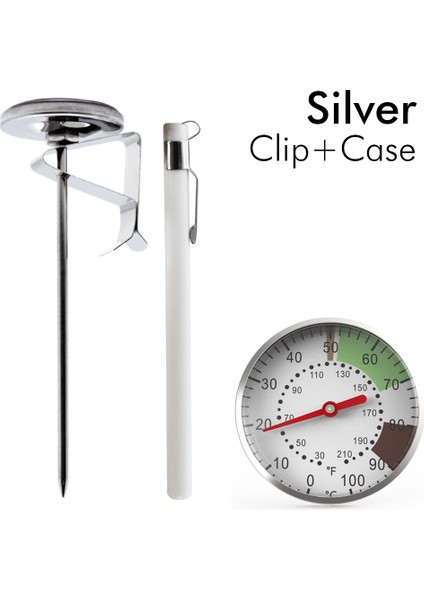 Gümüş Tarzı Paslanmaz Çelik Süt Kahve Termometresi 5 Inç Kadranlı Prob Termometre °c Mutfak Yemek Pişirme Süt Sıcaklık Test Cihazı (Yurt Dışından)