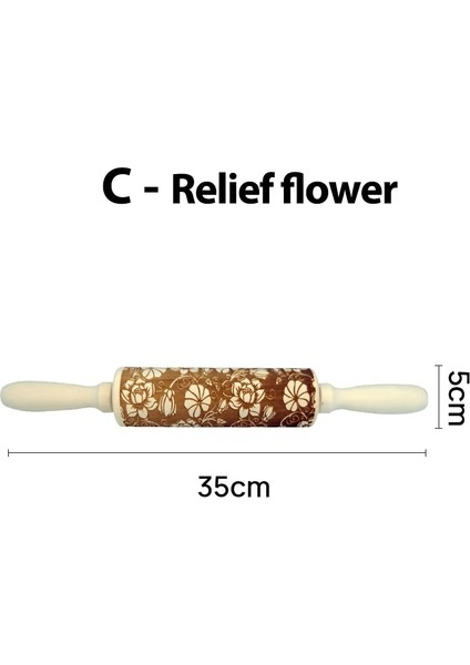 C- Kabartma Çiçek Stili Noel Yuvarlanan Kaya Kar Tanesi Elk Ahşap Yuvarlanan Kabartma Pişirme Kurabiye Bisküvi Fondan Kek Desenli Rulo 35*5cm (Yurt Dışından)