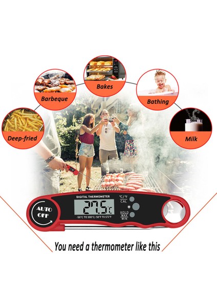 Kırmızı Stil Katlanır Prob Barbekü Izgara Gıda Elektronik Prob Yağ Sıcaklık Termometresi Dijital Mutfak Termometresi Fırın Bira Et (Yurt Dışından) fiyatları