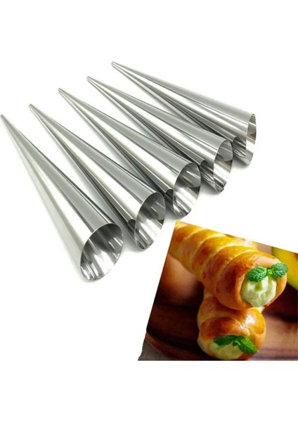 S Tarzı 6 Adet Yüksek Li Konik Tüp Koni Rulo Kalıpları Paslanmaz Çelik Spiral Kruvasan Kalıpları Krem Boynuzlu Kek Ekmek Kalıbı (Yurt Dışından) modelleri