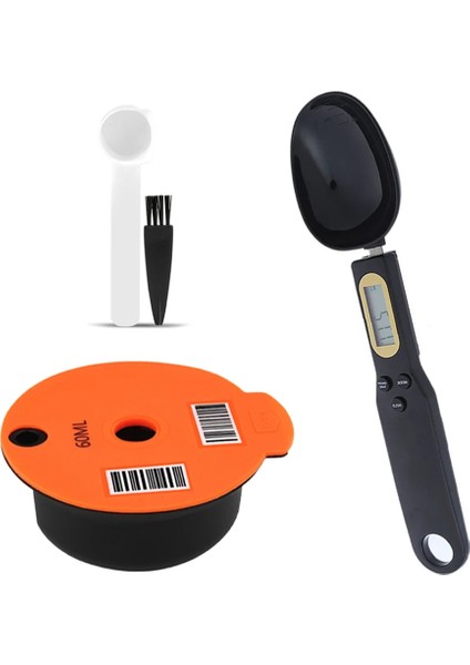 60ML Tarzı Bosch-S Tassimo Mutfak Aletleri Için ml Kahve Makinesi Yeniden Kullanılabilir Kapsül Kahve Fincanı Filtre Sepeti Bakla ve Kaşık Fırçası (Yurt Dışından)
