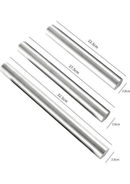 Gümüş Tarzı 22,5 cm Paslanmaz Çelik Fransız Oklava Fırıncılar Için Metal Kurabiye ve Pasta Hamur ve Hamur Bakeware Rulo Mutfak Aletleri (Yurt Dışından)