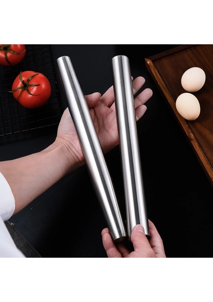 Gümüş Tarzı 22,5 cm Paslanmaz Çelik Fransız Oklava Fırıncılar Için Metal Kurabiye ve Pasta Hamur ve Hamur Bakeware Rulo Mutfak Aletleri (Yurt Dışından)