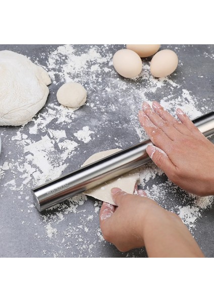 Gümüş Tarzı 22,5 cm Paslanmaz Çelik Fransız Oklava Fırıncılar Için Metal Kurabiye ve Pasta Hamur ve Hamur Bakeware Rulo Mutfak Aletleri (Yurt Dışından)