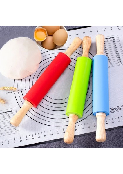 Yeşil S Tarzı Yapışmaz Ahşap Saplı Atry Hamur Unu Rulo Silikon Haddeleme Mutfak Pişirme Pişirme Araçları Noel Oklava (Yurt Dışından) fiyatları