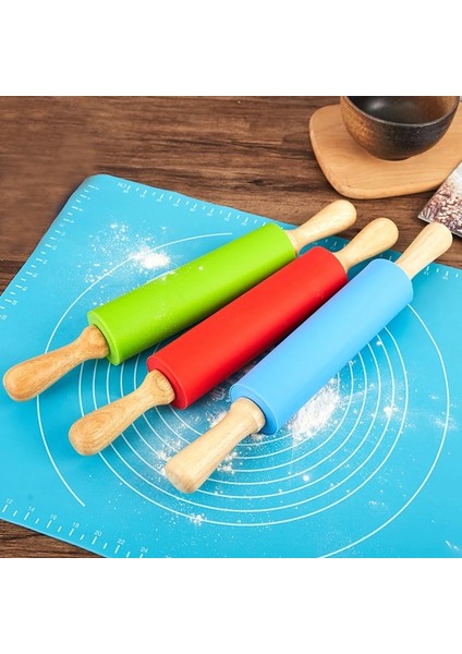 Yeşil S Tarzı Yapışmaz Ahşap Saplı Atry Hamur Unu Rulo Silikon Haddeleme Mutfak Pişirme Pişirme Araçları Noel Oklava (Yurt Dışından) fırsatları