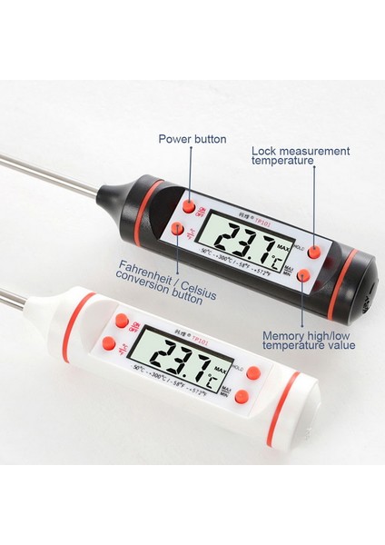 Siyah Stil Dijital Mutfak Barbekü Termometreleri Şeker Pişirme Termometreleri Et Kek Yemek Kızartma Izgarası Yemek Pilli Ev Ölçer Aleti (Yurt Dışından) fırsatları