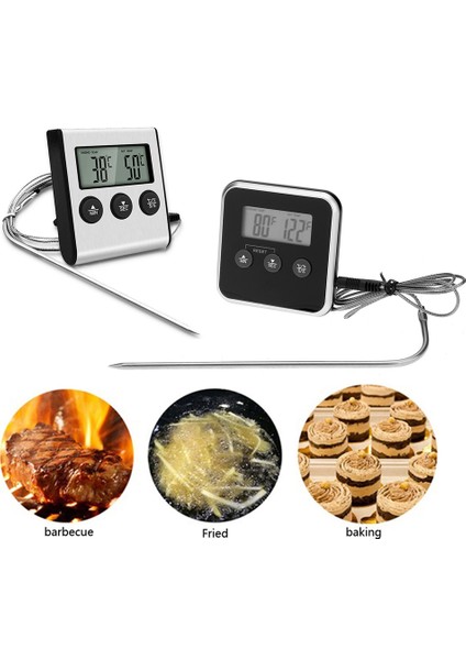 D Stili Elektronik Dijital LCD Gıda Termometresi Probu Barbekü Et Su Yağı Pişirme Sıcaklık Alarmı Pişirme Zamanlayıcısı Mutfak Pişirme Test Cihazı (Yurt Dışından) fırsatları