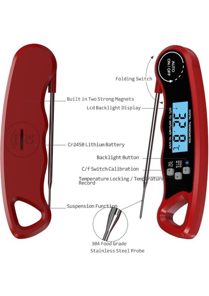 Siyah2 Tarzı Yeni Katlanır Gıda Termometresi Elektronik Et Barbekü Termometresi Bebek Süt Sıcaklık Mutfak Pişirme Termometresi Mutfak Aletleri (Yurt Dışından) indirimleri