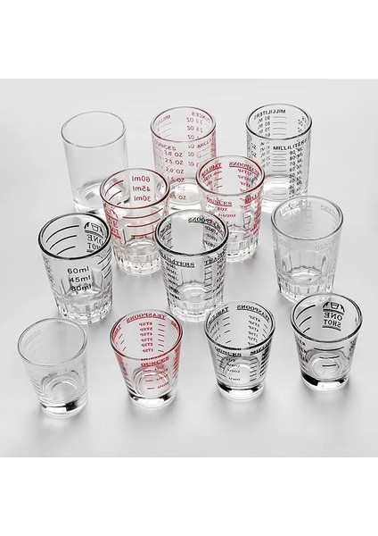 Kırmızı Stil 90ML ml Cam Ölçme Fincan Espresso Shot Cam Sıvı Cam Ons Bardak Ölçekli Mutfak Ölçü Aleti Malzemeleri (Yurt Dışından) modelleri