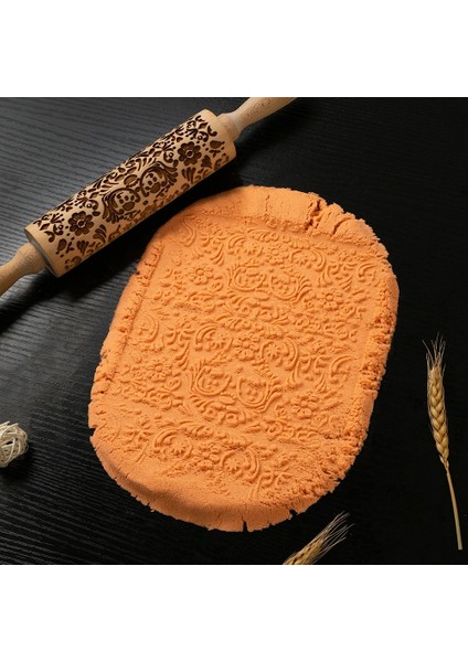 D Stili 35CM Noel Oklava Oyma Oyma Ahşap Kabartmalı Oklava Mutfak Aracı Fondan Kek Oyulmuş Rulo Çiçek Wisteria (Yurt Dışından) fiyatları