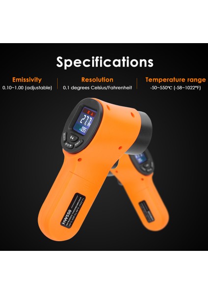 Yeşil Stil El Kızılötesi Termometre -50~550°C Barbekü Et Süt Gıda Sıcaklık Tabancası Temassız Mutfak Dijital Termometre Sensörü (Yurt Dışından) indirimleri