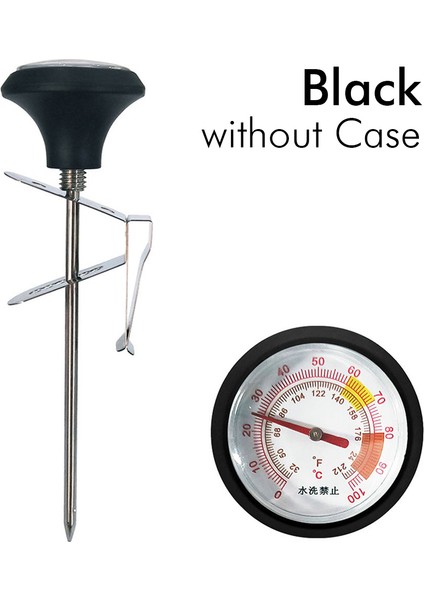 Siyah Stil Paslanmaz Çelik Süt Kahve Termometresi 5 Inç Kadranlı Prob Termometre °c Mutfak Yemek Pişirme Süt Sıcaklık Test Cihazı (Yurt Dışından)
