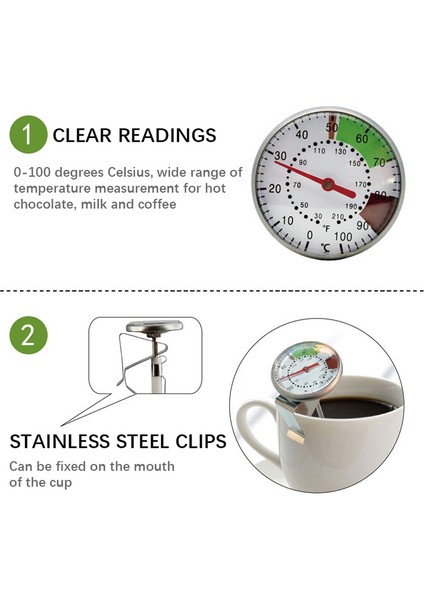 Siyah Stil Paslanmaz Çelik Süt Kahve Termometresi 5 Inç Kadranlı Prob Termometre °c Mutfak Yemek Pişirme Süt Sıcaklık Test Cihazı (Yurt Dışından) fırsatları