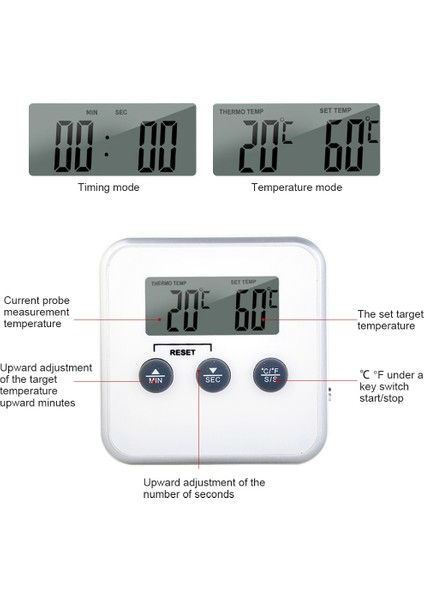 Beyaz Stil Dijital Elektronik Gıda Termometre Probu Barbekü Et Su Yağı Hızlı Okuma Yağı Kızartma Kahve Araçları Ev Kapalı Pişirme Aletleri (Yurt Dışından) indirimleri