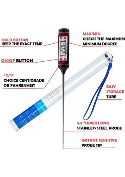Siyah Tüp Stili Yok LCD Dijital Mutfak Probu Termometre Yemek Pişirme Gıda Sıvı Dijital Termometre Et Barbekü Süt Probu Mutfak Için Cod (Yurt Dışından) fırsatları