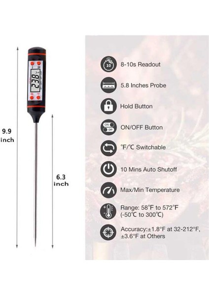 Siyah Tüp Stili Yok LCD Dijital Mutfak Probu Termometre Yemek Pişirme Gıda Sıvı Dijital Termometre Et Barbekü Süt Probu Mutfak Için Cod (Yurt Dışından) indirimleri