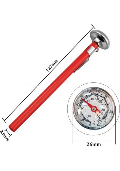 Kırmızı Stil Paslanmaz Çelik Prob Termometre Anında Okuma Mekanik Termometre Gıda Pişirme Süt Kahve Et Barbekü Sıcak Mutfak Aletleri (Yurt Dışından)