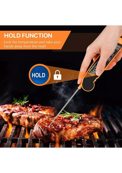 Turuncu Tarzı Et Gıda Pişirme Probu Için Taşınabilir Katlanır Dijital Termometre Barbekü Elektronik Fırın Termometre Mutfak Alet Araçları (Yurt Dışından)